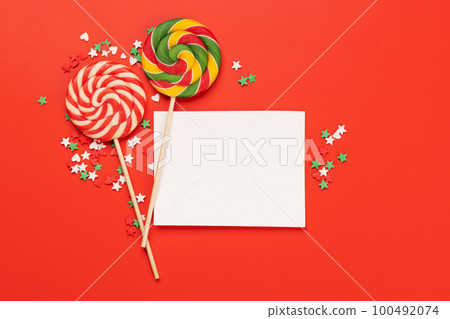 Candy sweets and blank greeting card for your greetings 100492074