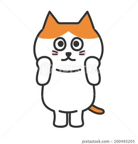 Illustration of a cat working hard Brown white cat Illustration of a cat working hard Brown white cat 100493203