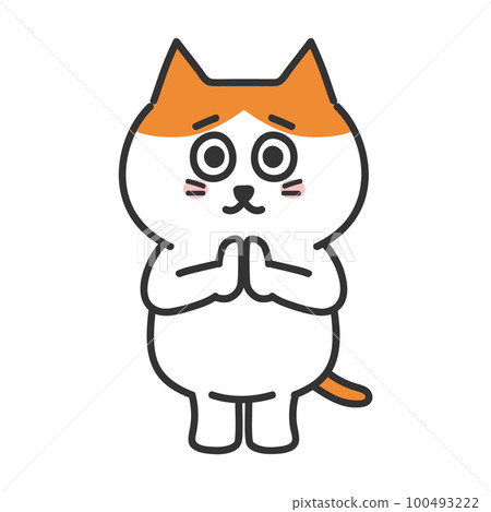 請求貓的插圖棕色白色貓 100493222