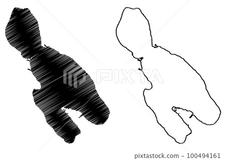 Prvic or Parvic island (Republic of Croatia, Adriatic Sea) map vector illustration, scribble sketch map 100494161