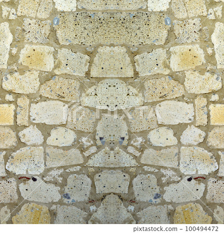 Sturdy yellow and beige cut stone wall, seamless lined up Sturdy yellow and beige cut stone wall, seamless lined up 100494472