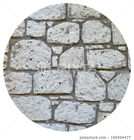 Sturdy yellow and beige cut stone wall, seamless lined up 100494477