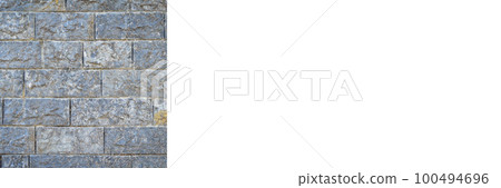 Sturdy blue and gray cut stone wall, seamless lined up, banner mock up poster desing Sturdy blue and gray cut stone wall, seamless lined up, banner mock up poster desing 100494696