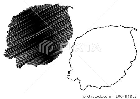 Baluan island (New Guinea, Pacific Ocean, Bismarck Archipelago, Admiralty Islands) map vector illustration, scribble sketch Saint Patrick map 100494812