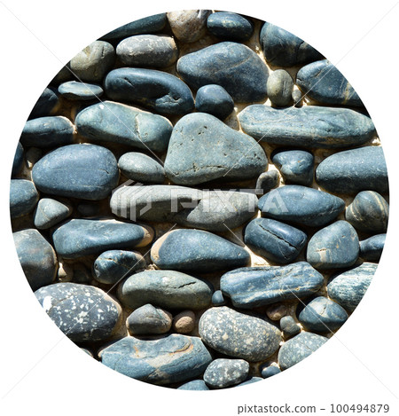 Blue pebbles texture background, decorative small stones texture 100494879