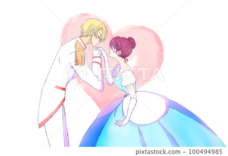 Prince kissing the back of the princess's hand Blonde 100494985