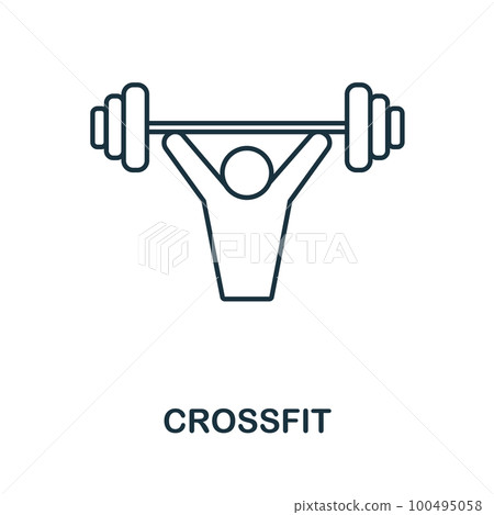 Crossfit line icon. Monochrome simple Crossfit outline icon for templates, web design and infographics Crossfit line icon. Monochrome simple Crossfit outline icon for templates, web design and infographics 100495058