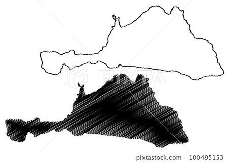 Fatu Huku island (France, French Republic, Pacific Ocean, Marquesas Islands Archipelago, French Polynesia) map vector illustration, scribble sketch Fatu Uku map Fatu Huku island (France, French Republic, Pacific Ocean, Marquesas Islands Archipelago, French Polynesia) map vector illustration, scribble sketch Fatu Uku map 100495153