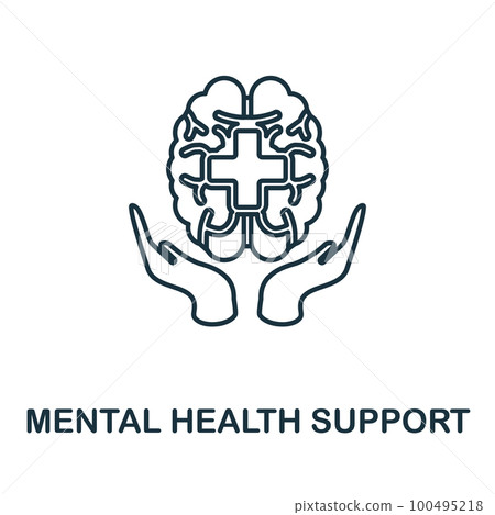 Mental Health Support outline icon. Simple element from healthcare innovations collection. Creative Mental Health Support line icon for web design, templates, infographics and more 100495218