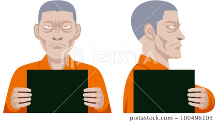 一名罪犯的正面和側面被身份識別板拍照 100496103