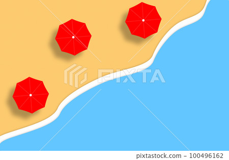 Summer concept. Gold sandy beach, sea and relax places. Handmade, paper composition. Summer concept. Gold sandy beach, sea and relax places. Handmade, paper composition. 100496162