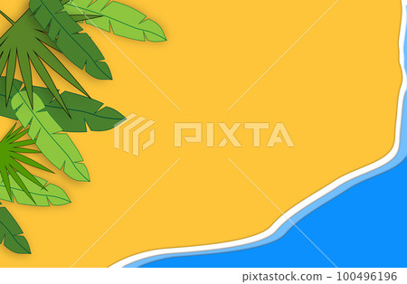 Summer concept. Gold sandy beach, sea and relax places. Handmade, paper composition. Summer concept. Gold sandy beach, sea and relax places. Handmade, paper composition. 100496196