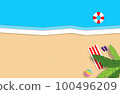 Summer concept. Gold sandy beach, sea and relax places. Handmade, paper composition. 100496209