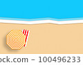 Summer concept. Gold sandy beach, sea and relax places. Handmade, paper composition. 100496233