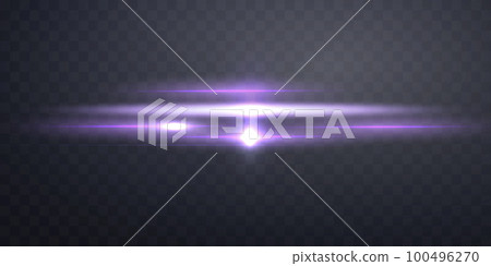 Purple horizontal lens flare. Sun flash with rays or gold spotlight and bokeh. Purple glow flare light effect. Vector illustration Purple horizontal lens flare. Sun flash with rays or gold spotlight and bokeh. Purple glow flare light effect. Vector illustration 100496270