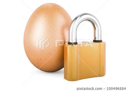 Egg with padlock, 3D rendering Egg with padlock, 3D rendering 100496884