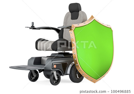 Indoor Powerchair, Electric Wheelchair with shield, 3D rendering 100496885