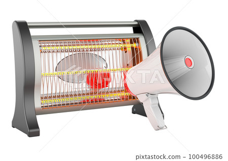 Megaphone with halogen heater, 3D rendering Megaphone with halogen heater, 3D rendering 100496886