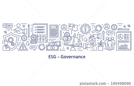 ESG Governance concepts, icons set. Banner. Template. Vector illustration isolated on a white background ESG Governance concepts, icons set. Banner. Template. Vector illustration isolated on a white background 100498090