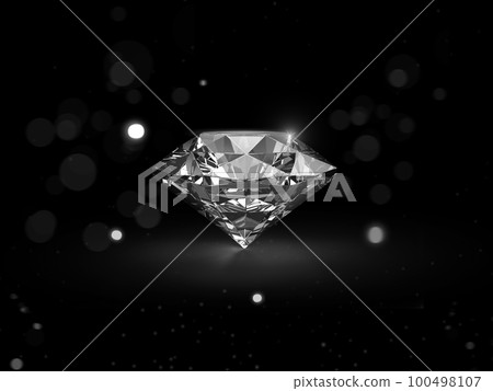 Dazzling diamond on black background with abstract lights. 3d render 100498107