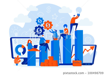 Career opportunities web concept with people. Professional career path scene design. Motivation and leadership composition in flat style. Vector illustration for social media promotional materials. Career opportunities web concept with people. Professional career path scene design. Motivation and leadership composition in flat style. Vector illustration for social media promotional materials. 100498709