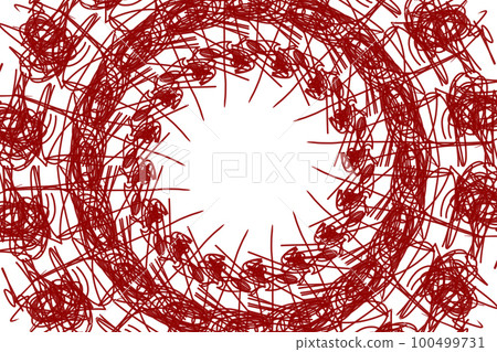 Drawn round frame made of sharp lines. Insert template. Drawn round frame made of sharp lines. Insert template. 100499731