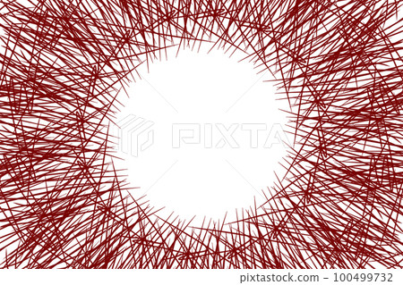 Drawn round frame made of sharp lines. Insert template. 100499732