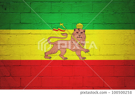 Flag of the Rastafari painted on a wall 100500258