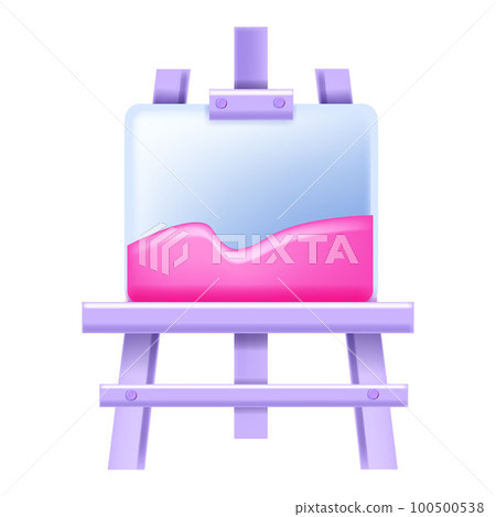 3D easel icon, vector studio art board, painting canvas picture stand, vertical wooden drawing. 3D easel icon, vector studio art board, painting canvas picture stand, vertical wooden drawing. 100500538