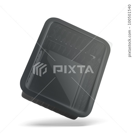 Black plastic packaging for various types of food 100501540