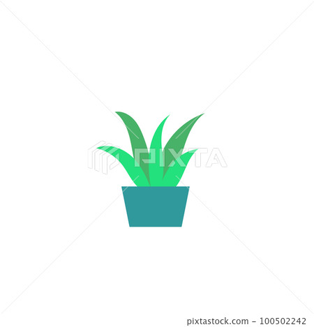 Vector color illustration with naturel plant. Single object without background. Trees, leafs. flower in pot, cactus. Cartoon funny cute imge for kids. 100502242