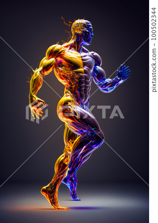 Image of human body in motion. Generative AI 100502344