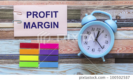 The Profit Margin text is written on the sticker. The concept means the amount by which The Profit Margin text is written on the sticker. The concept means the amount by which 100502587