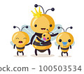 Bee family. Cartoon bee cute characters in flat style. 100503534