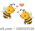 Couple of bees in love. Cartoon bee cute character in flat style. 100503536