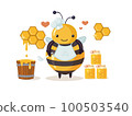 Plump glutton drone adoring honey. Cartoon bee cute character in flat style. 100503540