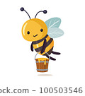 Cartoon bee cute character in flat style.  100503546