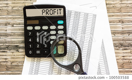 Calculator with the word profit on the display Calculator with the word profit on the display 100503588