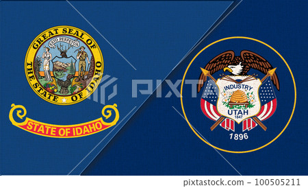 Flags of Idaho and Utah. Sports competition. sports match fabric surface 100505211
