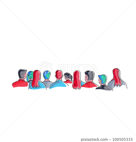 People talking about important things. Colleagues discussing agenda and brand new information. Single object without background. Bright color vector image. People talking about important things. Colleagues discussing agenda and brand new information. Single object without background. Bright color vector image. 100505333