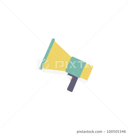 Illustration Of A Megaphone Making Fast New Announcement. Bullhorn Drawing Giving Important Rapid Notice. Horn Speaker Sketch Producing Rapid Promotion. 100505346