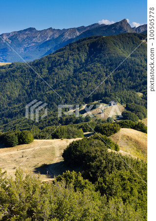 Mountain landscape of Cirone Pass, Toscano Emiliano Park in Parma province, Italy Mountain landscape of Cirone Pass, Toscano Emiliano Park in Parma province, Italy 100505778
