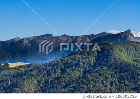 Mountain landscape of Cirone Pass, Toscano Emiliano Park in Parma province, Italy 100505789
