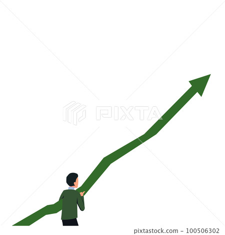 Bright colored Vector illustration with arrow growing up. Main object on white background. Diagram, discussing important information. Global Business Tendencies. 100506302
