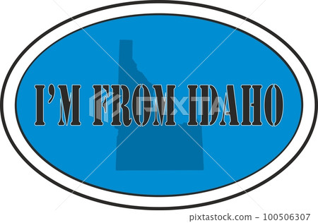 Oval sticker with text I am from Idaho. vehicle badge 100506307