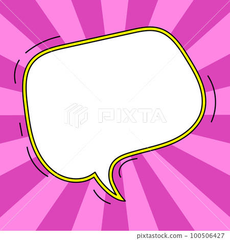 Comic Speech Bubble With Copy Space And Colorful Doodles. Design Of Empty Template In Explosion Framework Representing Social Media Messaging And Connecting. 100506427