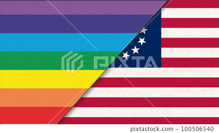 Flags of Betsy Ross and LGBT. Symbol of Betsy Ross and lgbt. sexual concept Flags of Betsy Ross and LGBT. Symbol of Betsy Ross and lgbt. sexual concept 100506540
