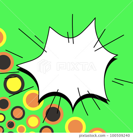 Comic Speech Bubble With Copy Space And Colorful Doodles. Design Of Empty Template In Explosion Framework Representing Social Media Messaging And Connecting. 100509240