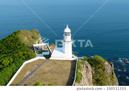 Muroran Cape Chikyu lighthouse in the blue sky 100511333