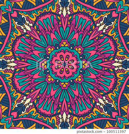 Psychedelic creative wallpaper. Abstract ethnic mandala star design. 100511397